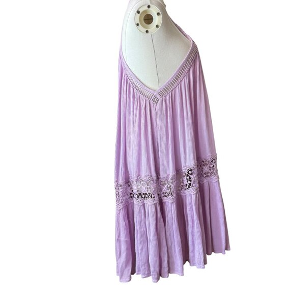 Free People Lilac Lace Halter Mini Dress Boho Festival Style Size S - Picture 6 of 8